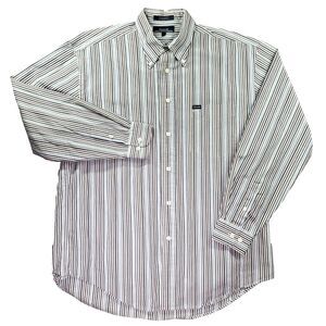 Faconnable‎ Shirt Mens Large Striped Relaxed Oxford Dress Casual Blue Work Play